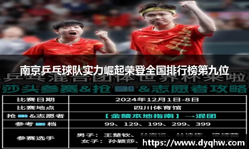 南京乒乓球队实力崛起荣登全国排行榜第九位